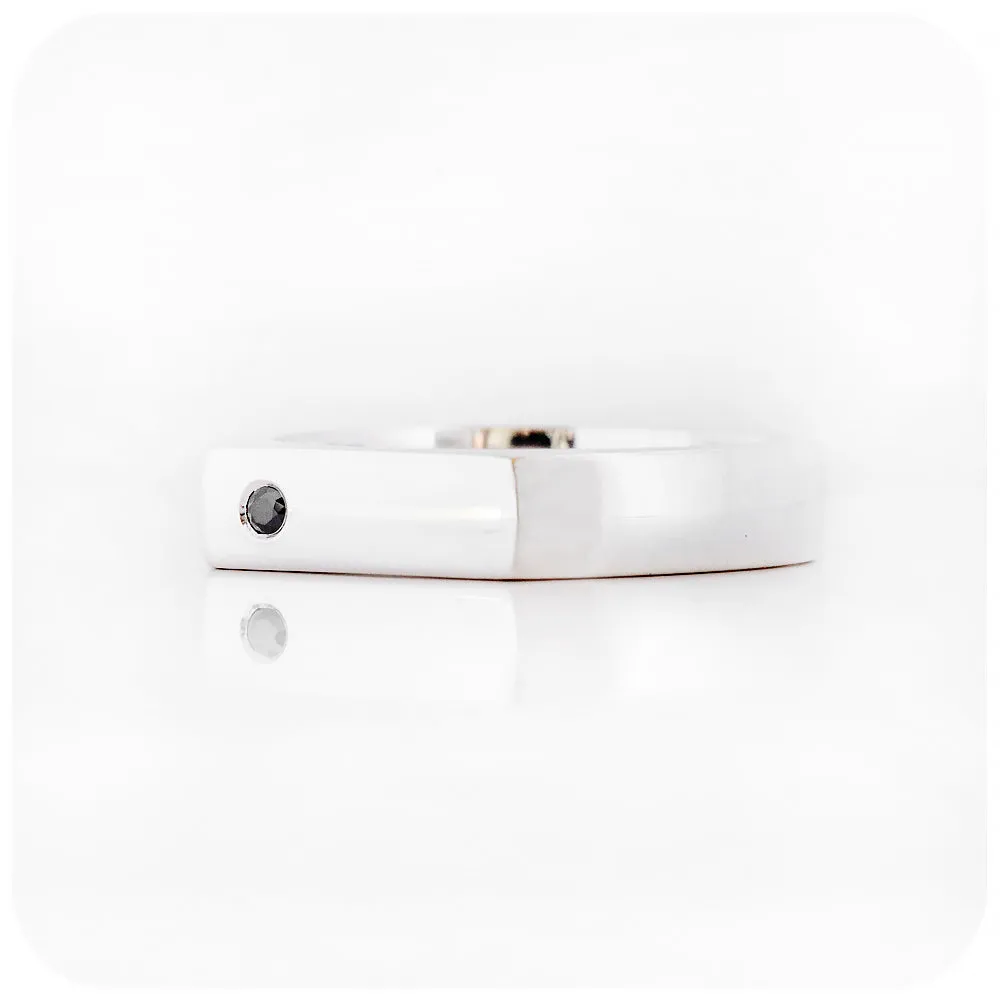 Logan, a Signet Ring with Black Moissanite