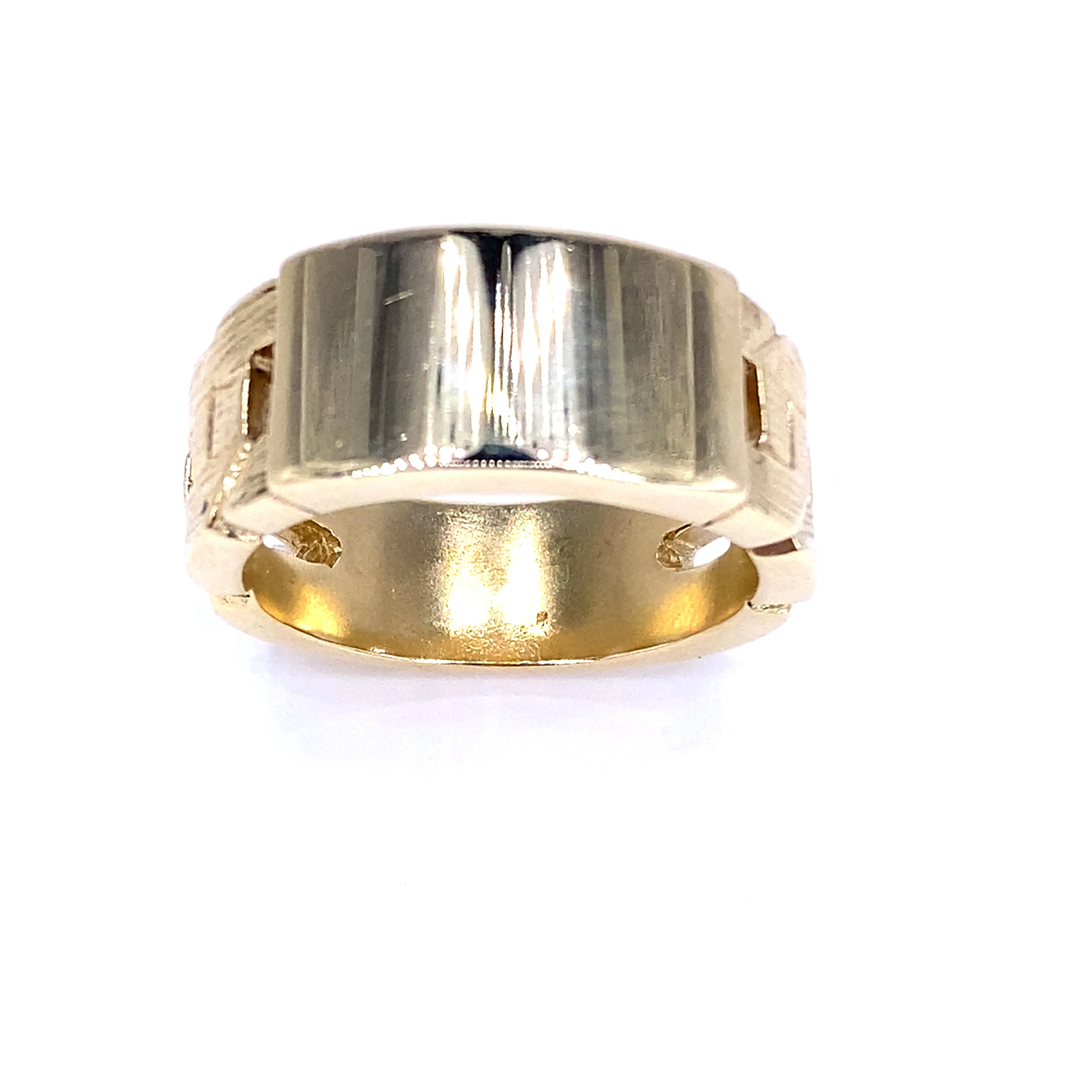 Men’s 9ct Yellow Gold Signet Curb Link Ring - 19g