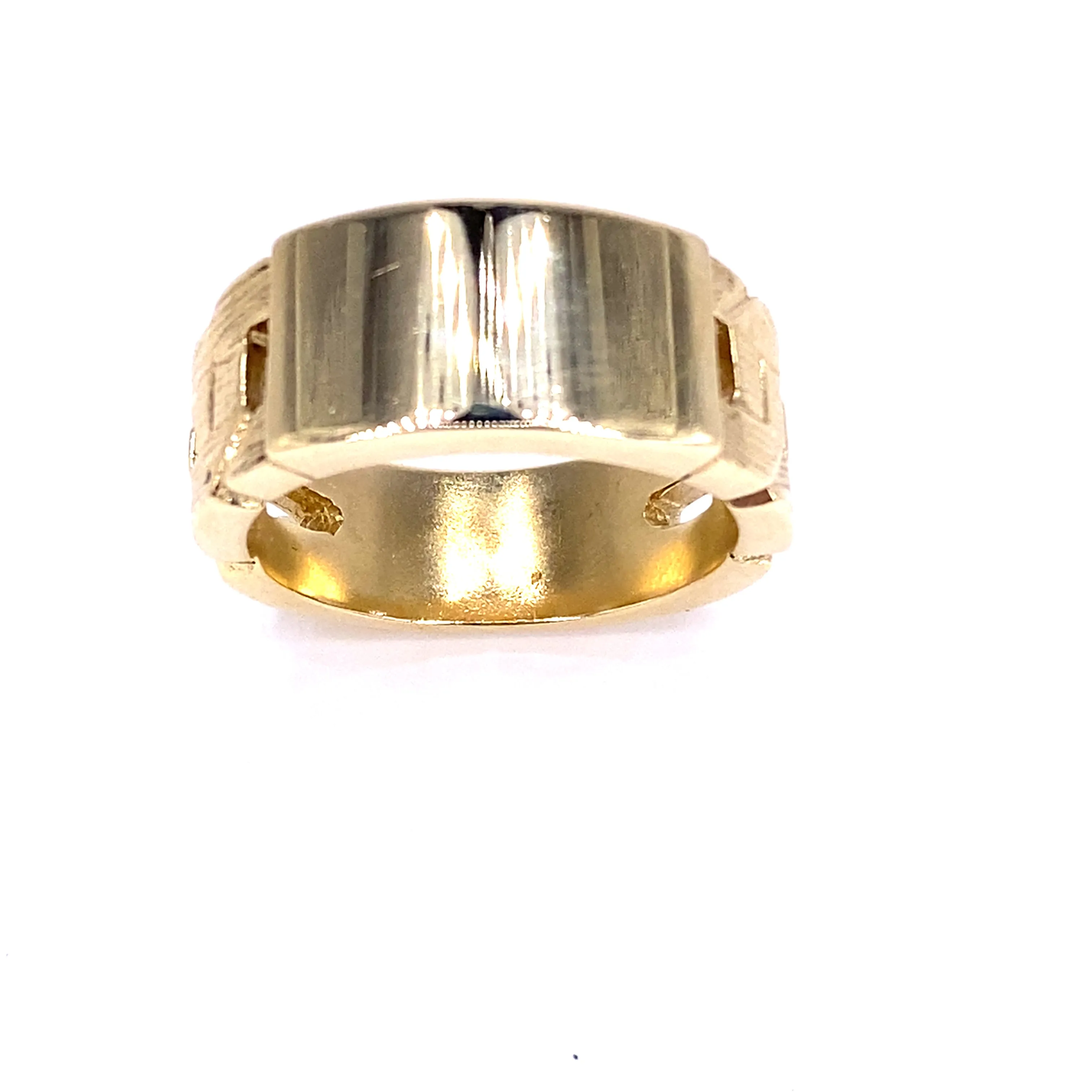 Men’s 9ct Yellow Gold Signet Curb Link Ring - 19g