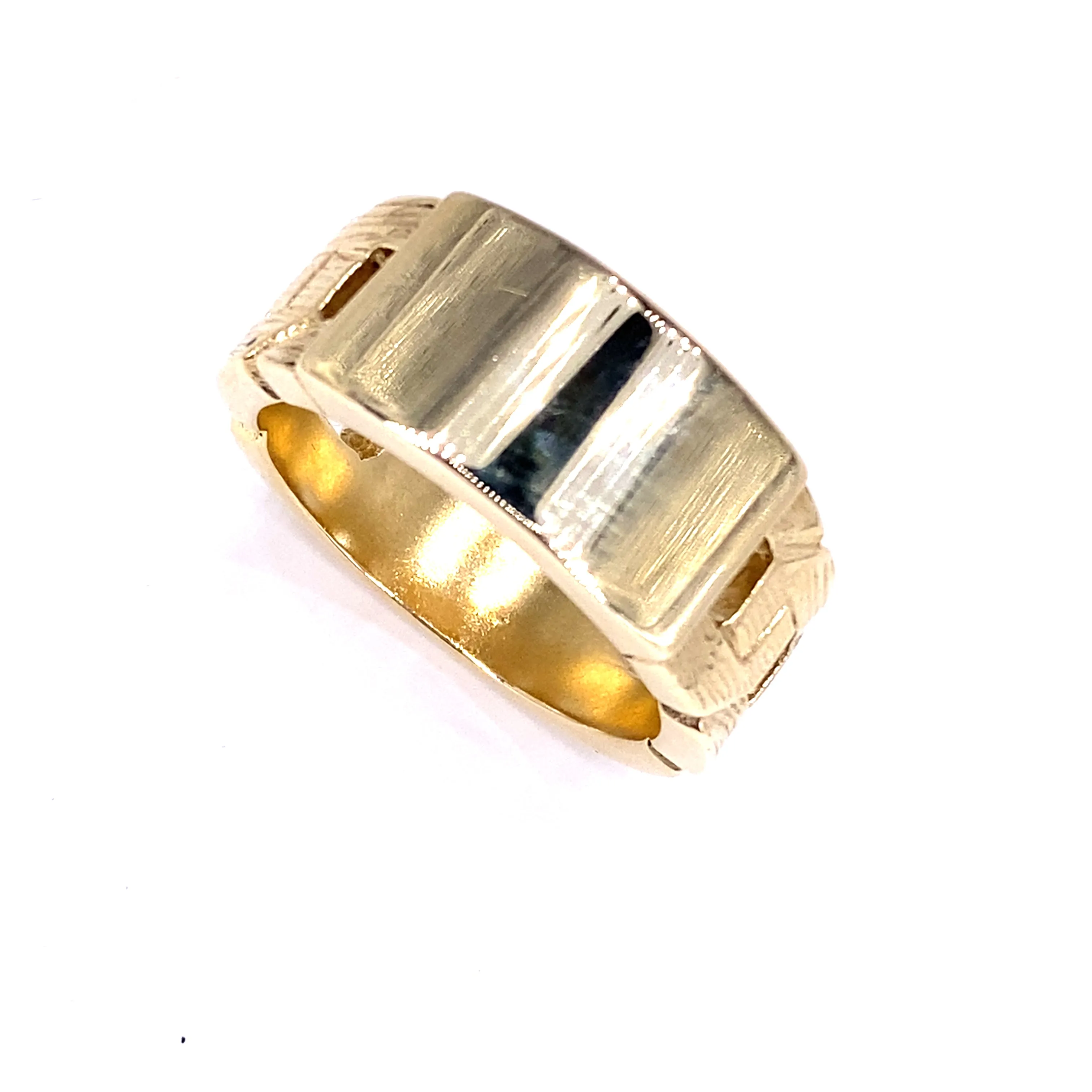 Men’s 9ct Yellow Gold Signet Curb Link Ring - 19g