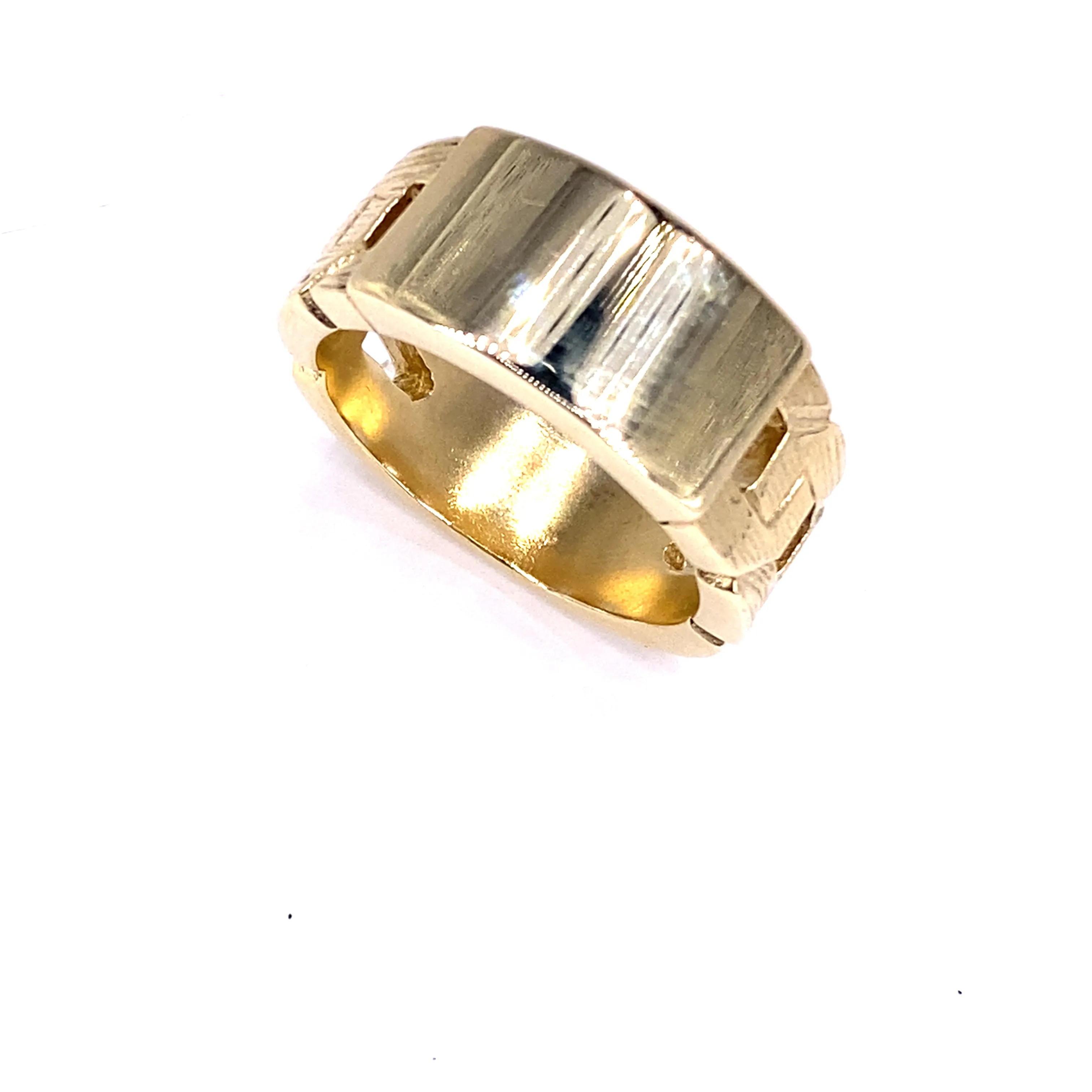 Men’s 9ct Yellow Gold Signet Curb Link Ring - 19g