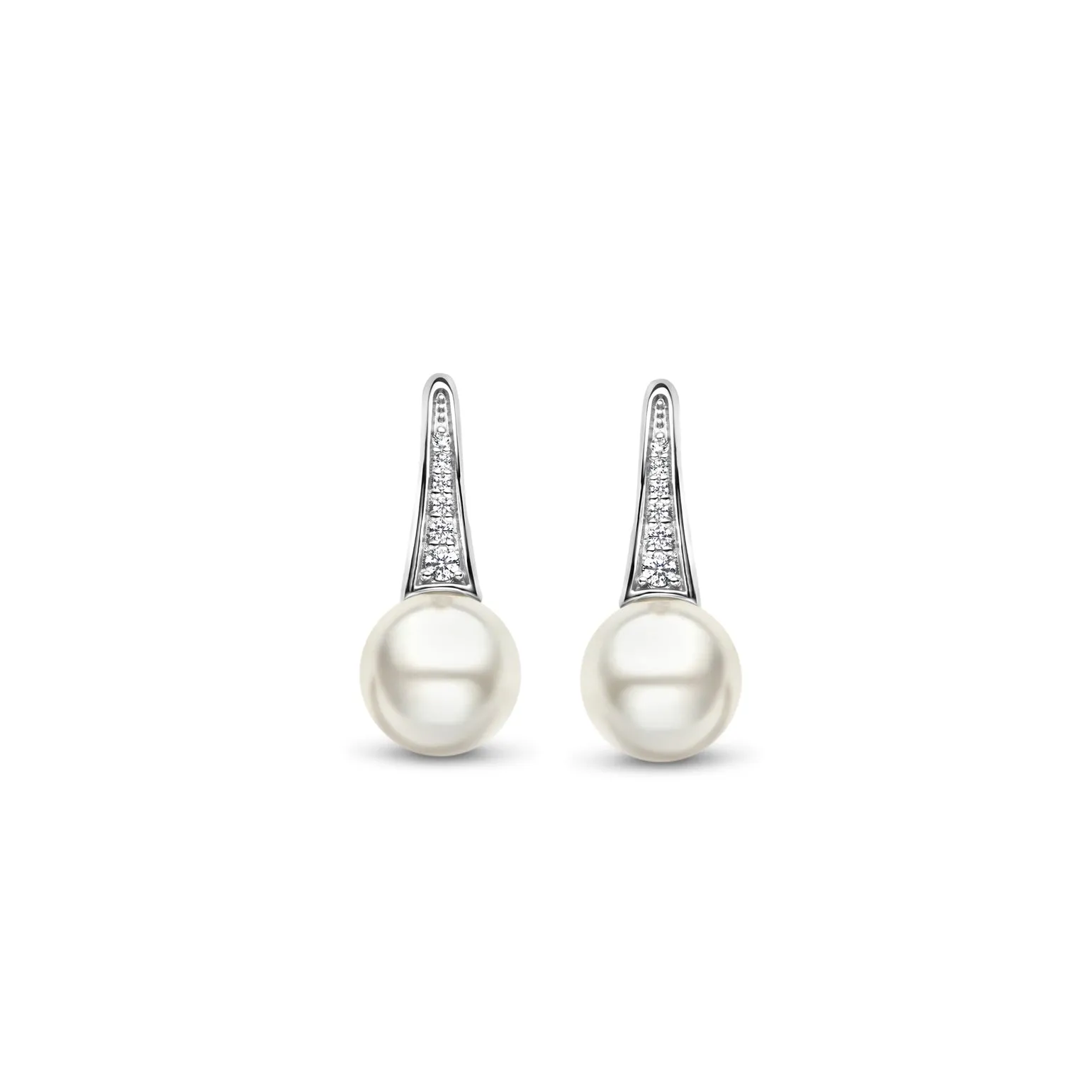 Milano Pearl Drop Earrings - Silver - 7938PW