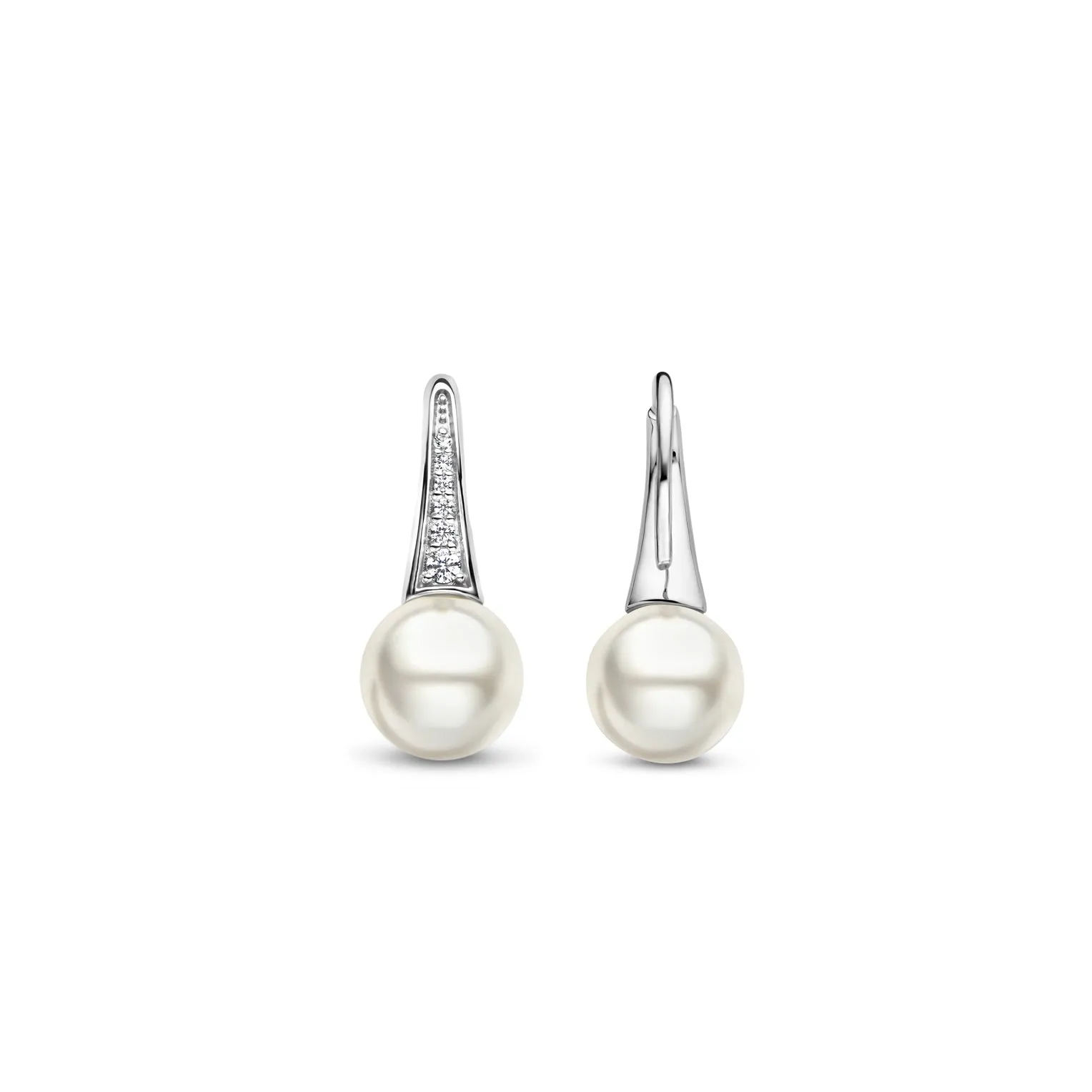 Milano Pearl Drop Earrings - Silver - 7938PW