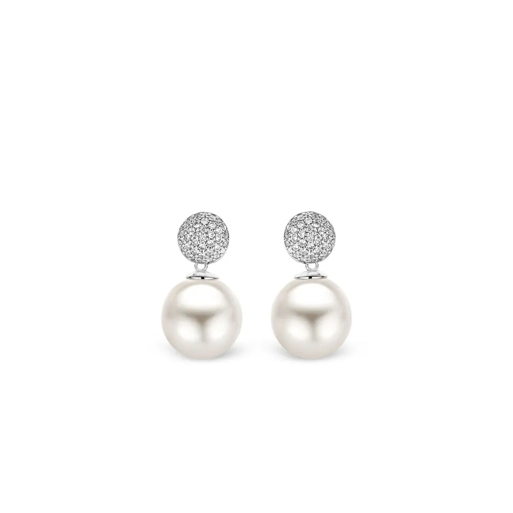 Milano Pearl Drop Earrings - Silver/Pearl - 7721PW