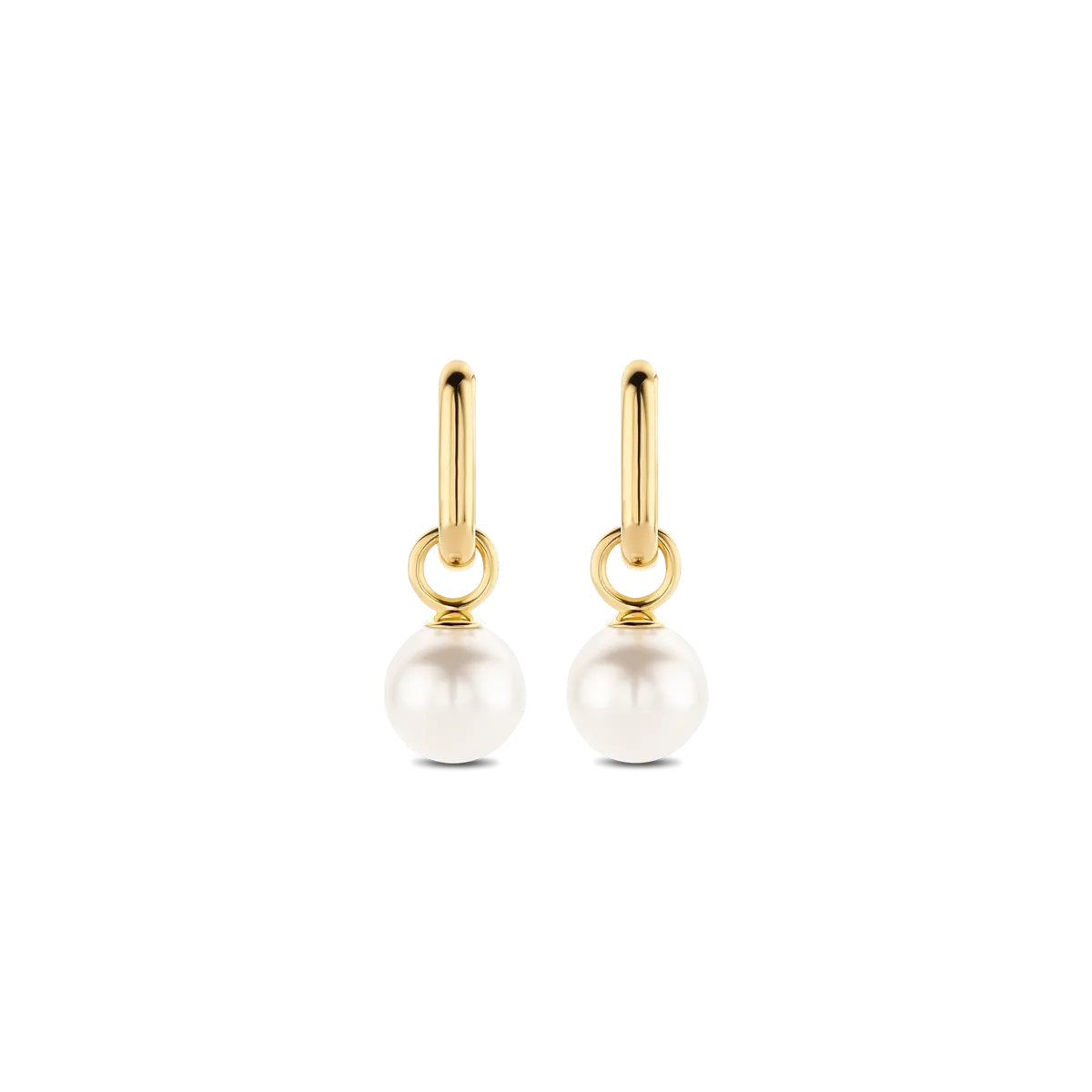 Milano Pearl Ear Hoops - Gold - 7848PW
