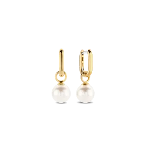 Milano Pearl Ear Hoops - Gold - 7848PW