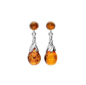 MILENA Baltic Amber Stud Drop Silver Earrings