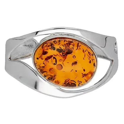 MILENA Bangle Silver Amber Luxury Designed