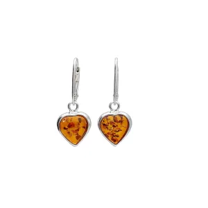 MILENA Earrings Small Silver and Baltic Amber Heart