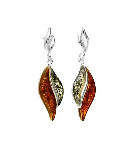 MILENA Elegant Amber Silver Earrings