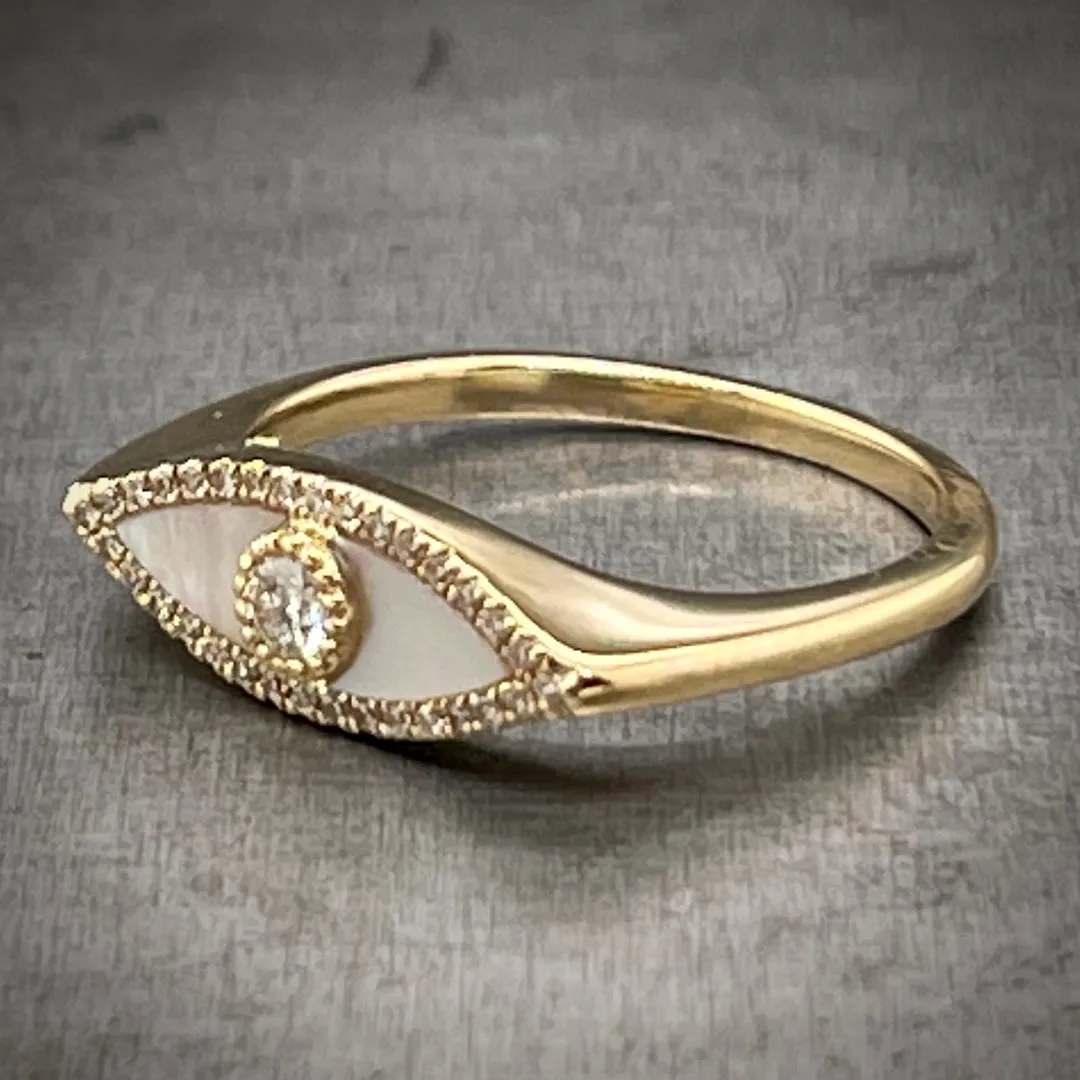 Mother of Pearl Evil Eye Ring