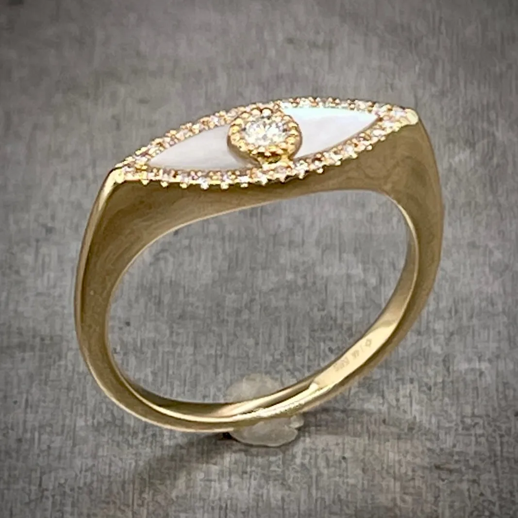 Mother of Pearl Evil Eye Ring