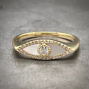 Mother of Pearl Evil Eye Ring