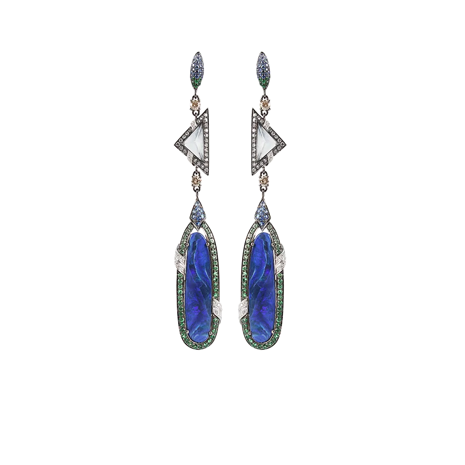 Opal and Jade Drop Earrings