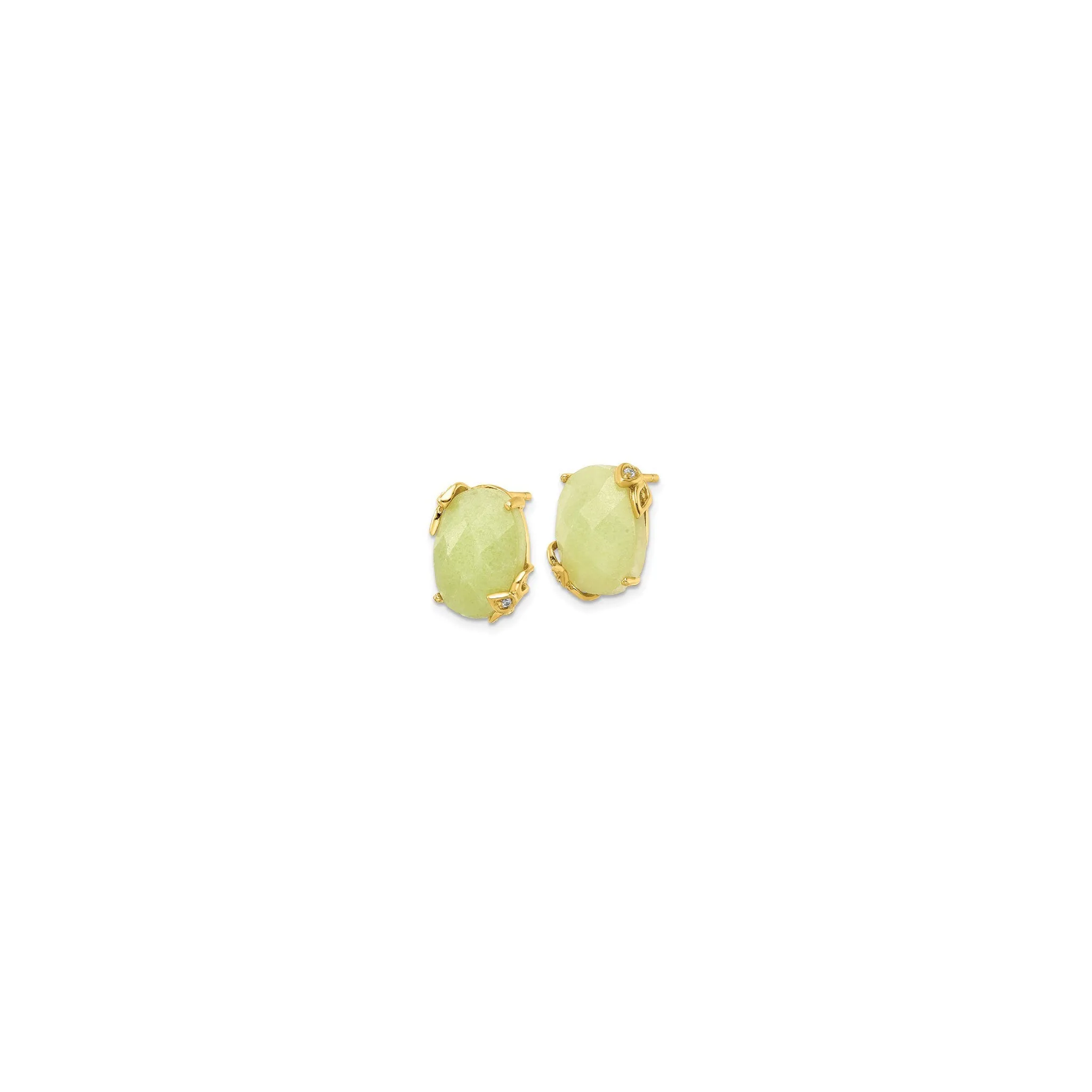 Oval Green Jadeite Stud Earrings (Silver)