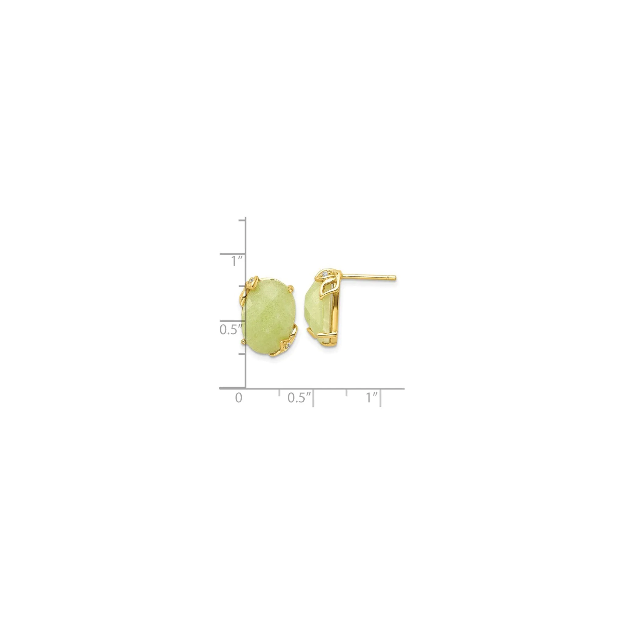 Oval Green Jadeite Stud Earrings (Silver)