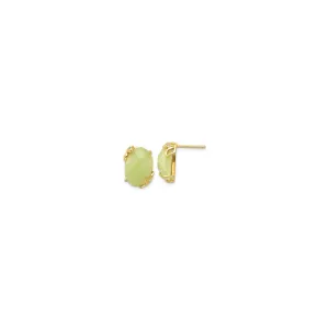 Oval Green Jadeite Stud Earrings (Silver)