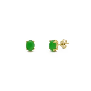 Oval Jade Stud Earrings (14K)