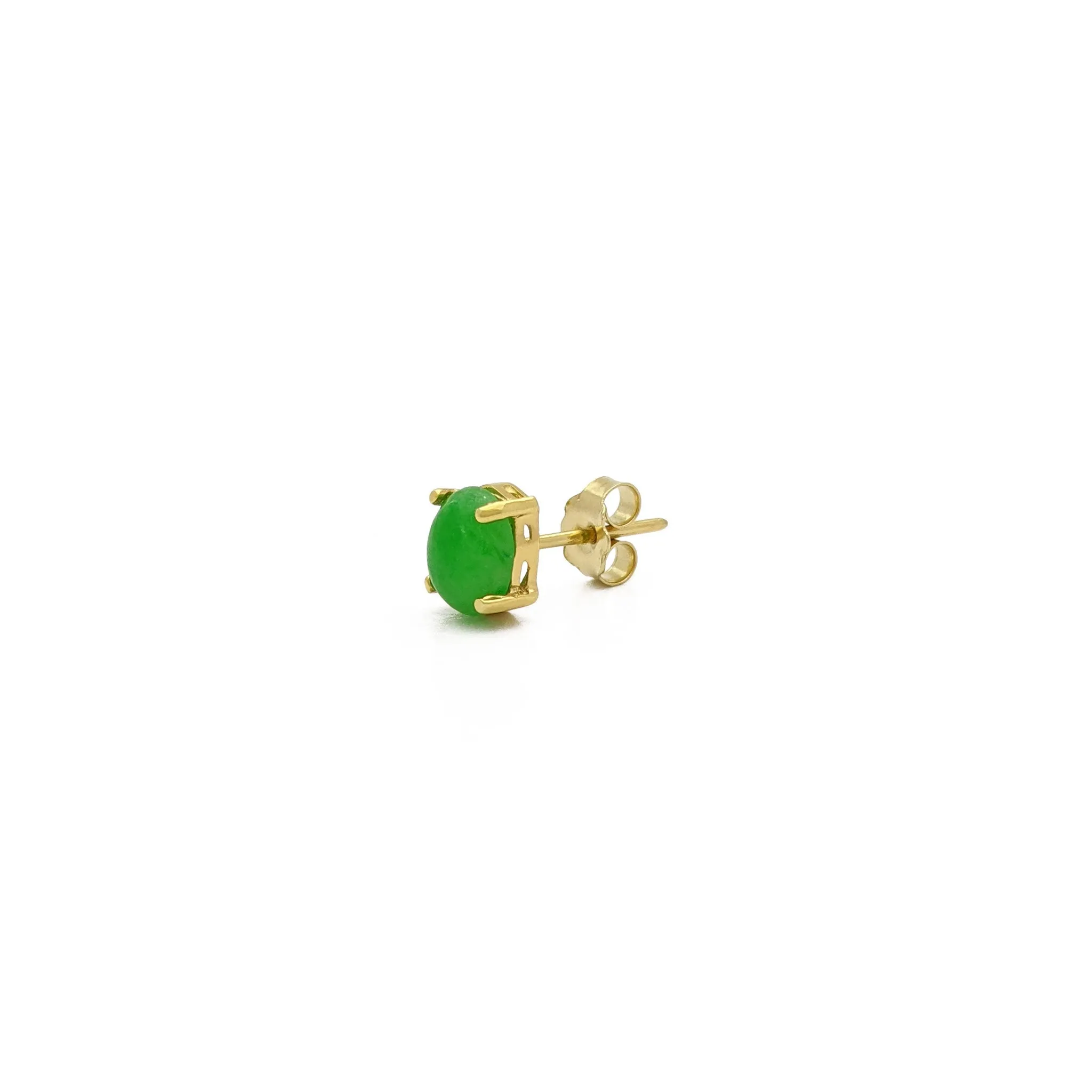 Oval Jade Stud Earrings (14K)