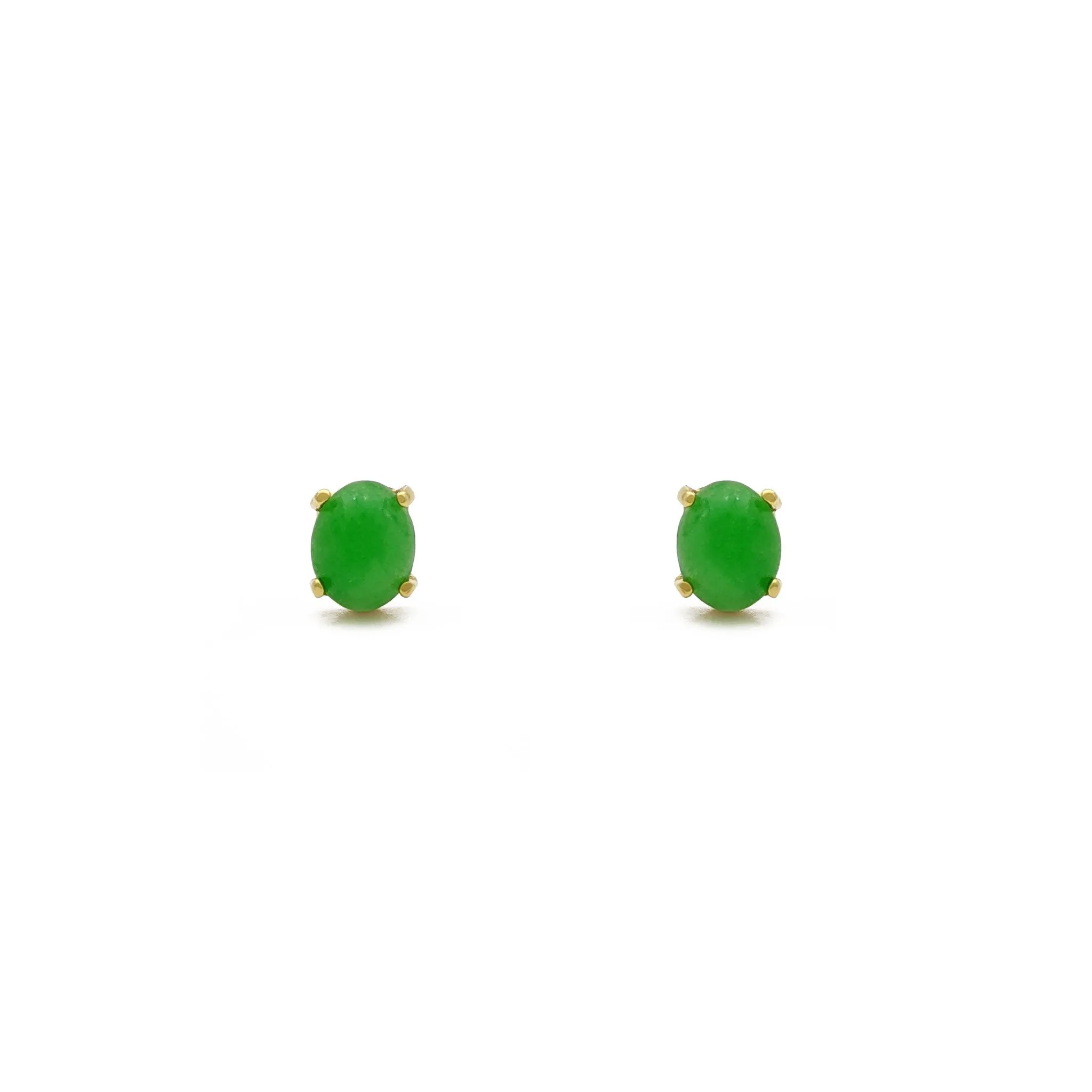 Oval Jade Stud Earrings (14K)