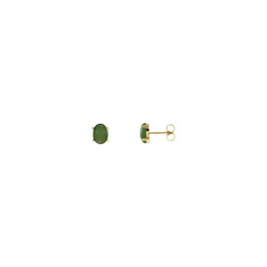 Oval Nephrite Jade Stud Earrings (14K)