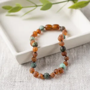 Pet | African Turquoise   Raw Cognac Amber Collar