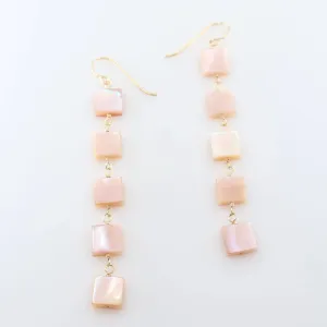 Pink Mother of Pearl Square Drop Earrings