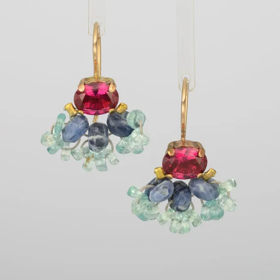Pink Zircon Fan Earrings