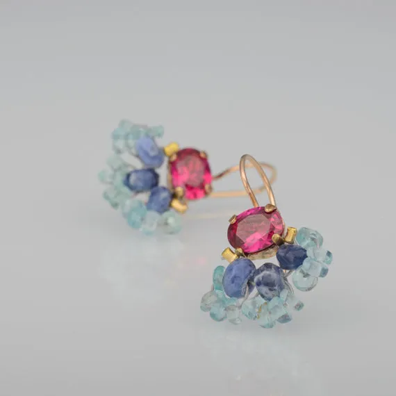 Pink Zircon Fan Earrings