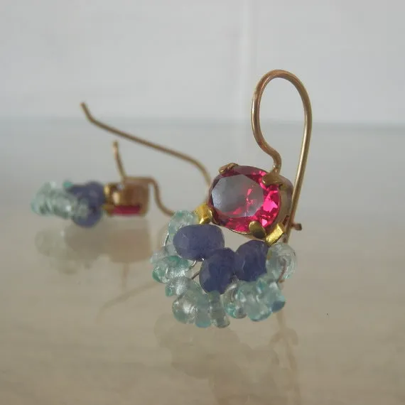 Pink Zircon Fan Earrings