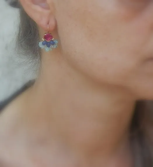Pink Zircon Fan Earrings