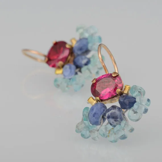 Pink Zircon Fan Earrings
