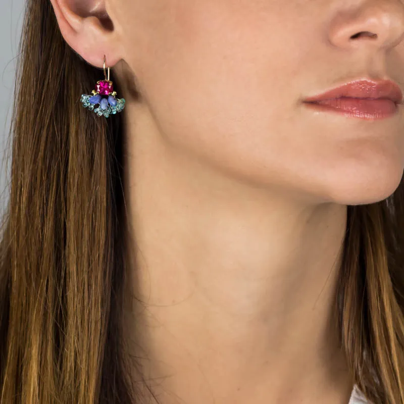 Pink Zircon Fan Earrings