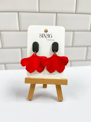 Red Ginkgo Leaf Polymer Clay Earrings