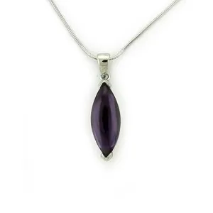 Rhodium 925 Sterling Silver Chain Pendant with AAA Grade CZ in Amethyst for Women Style LOAS1316