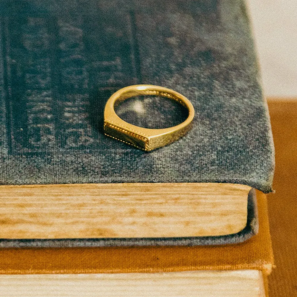 Rope Signet Ring 18ct Gold Plate