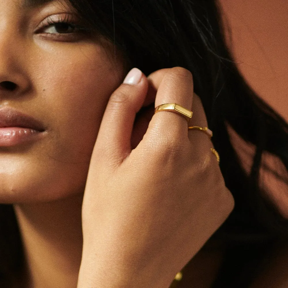 Rope Signet Ring 18ct Gold Plate
