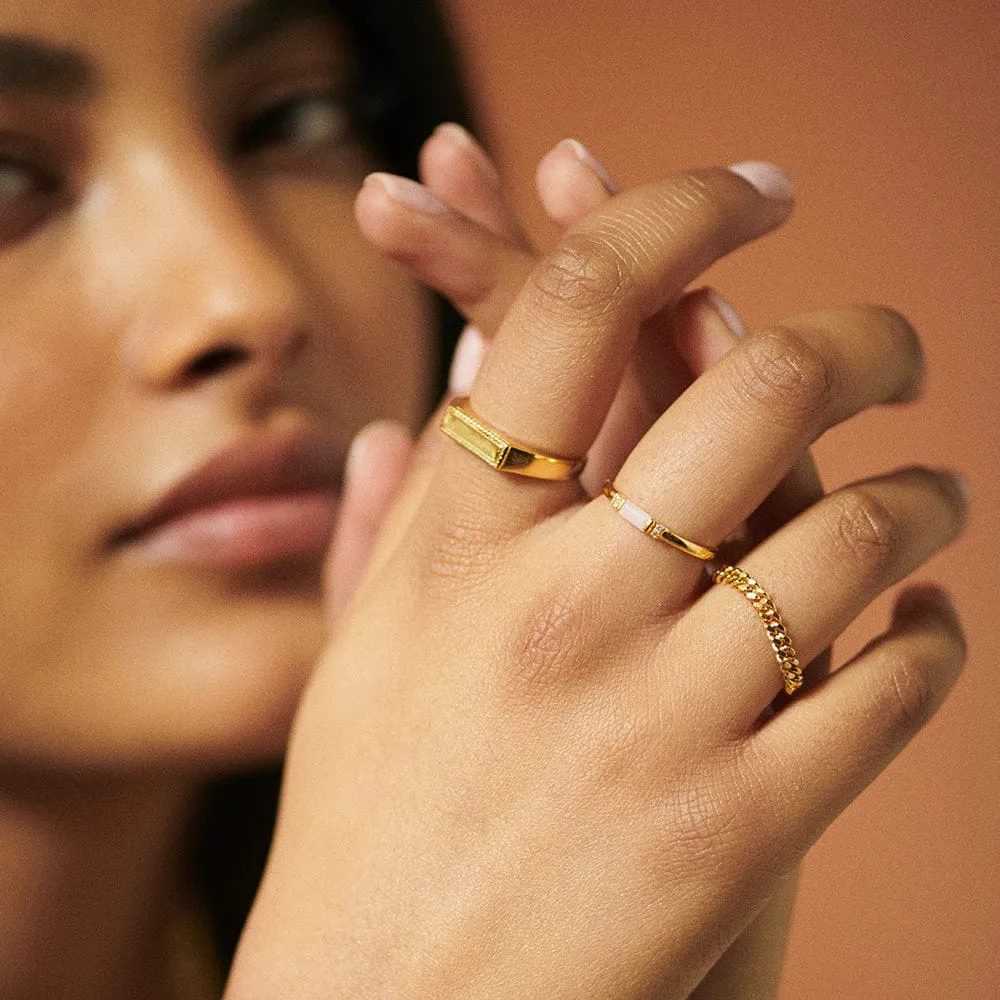 Rope Signet Ring 18ct Gold Plate