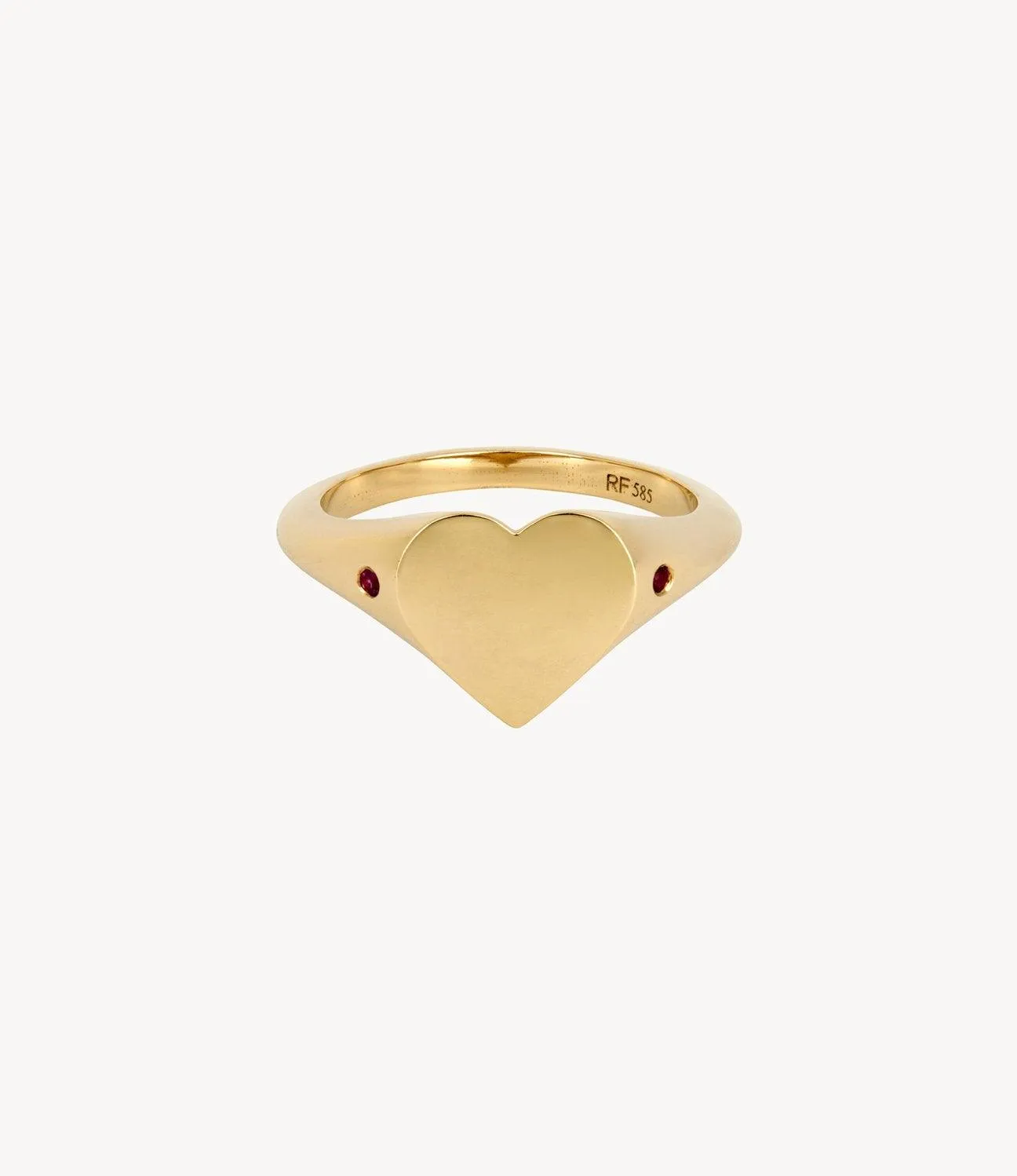 Ruby-Embraced Heart Signet Ring