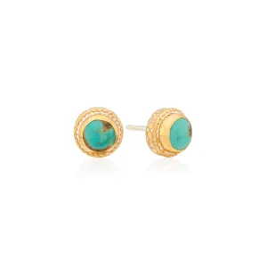 Small Turquoise Stud Earrings - Gold - ER10305-GTQ
