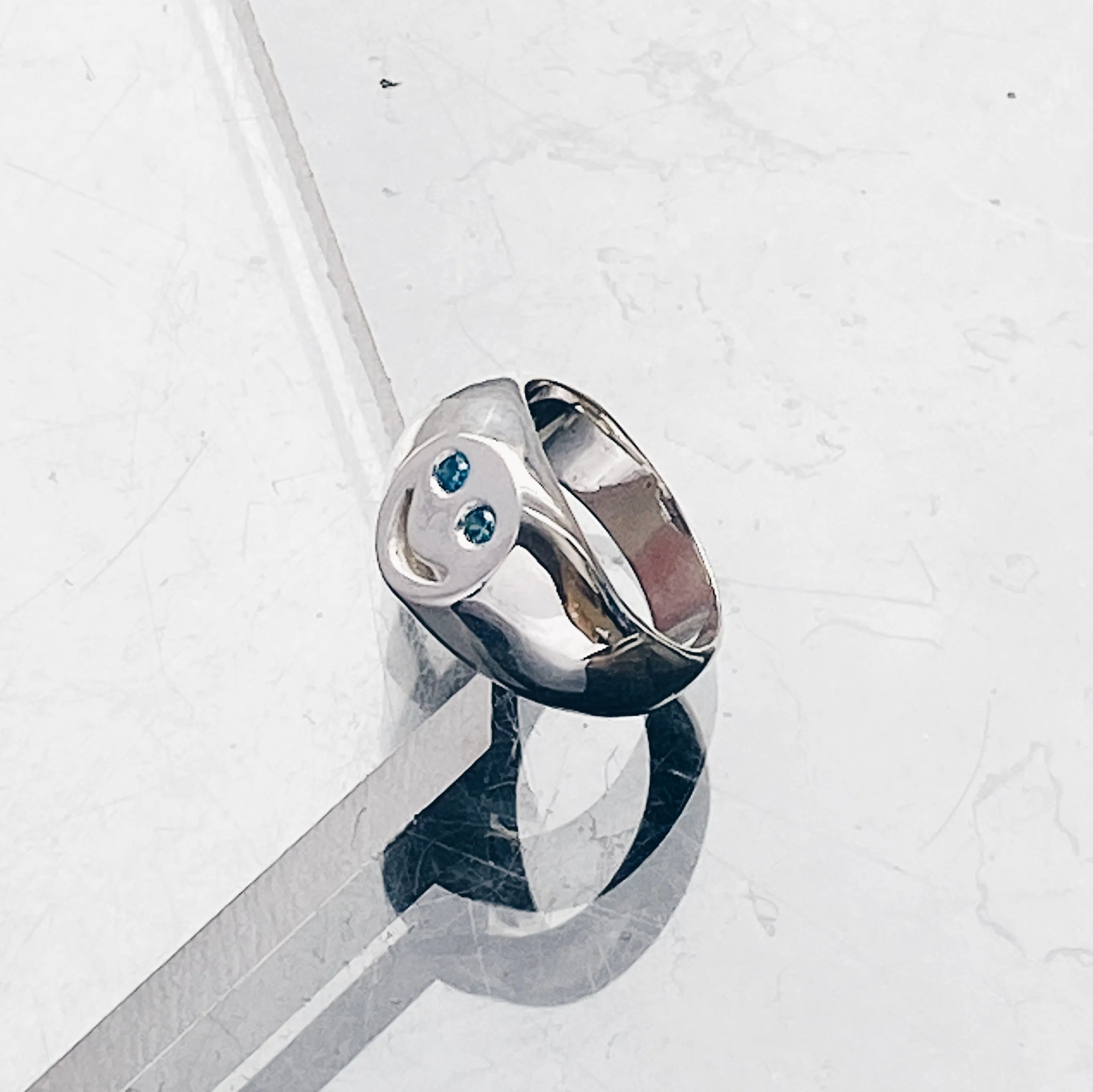 Smiley Face Gemstone Signet Ring