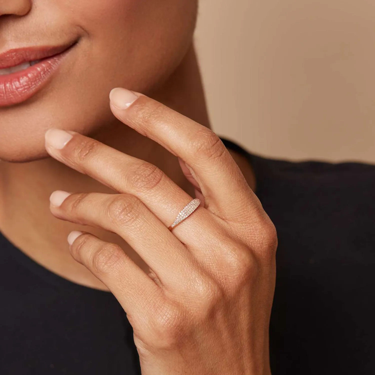 Solid Gold Slender Micro Sparkle Ring