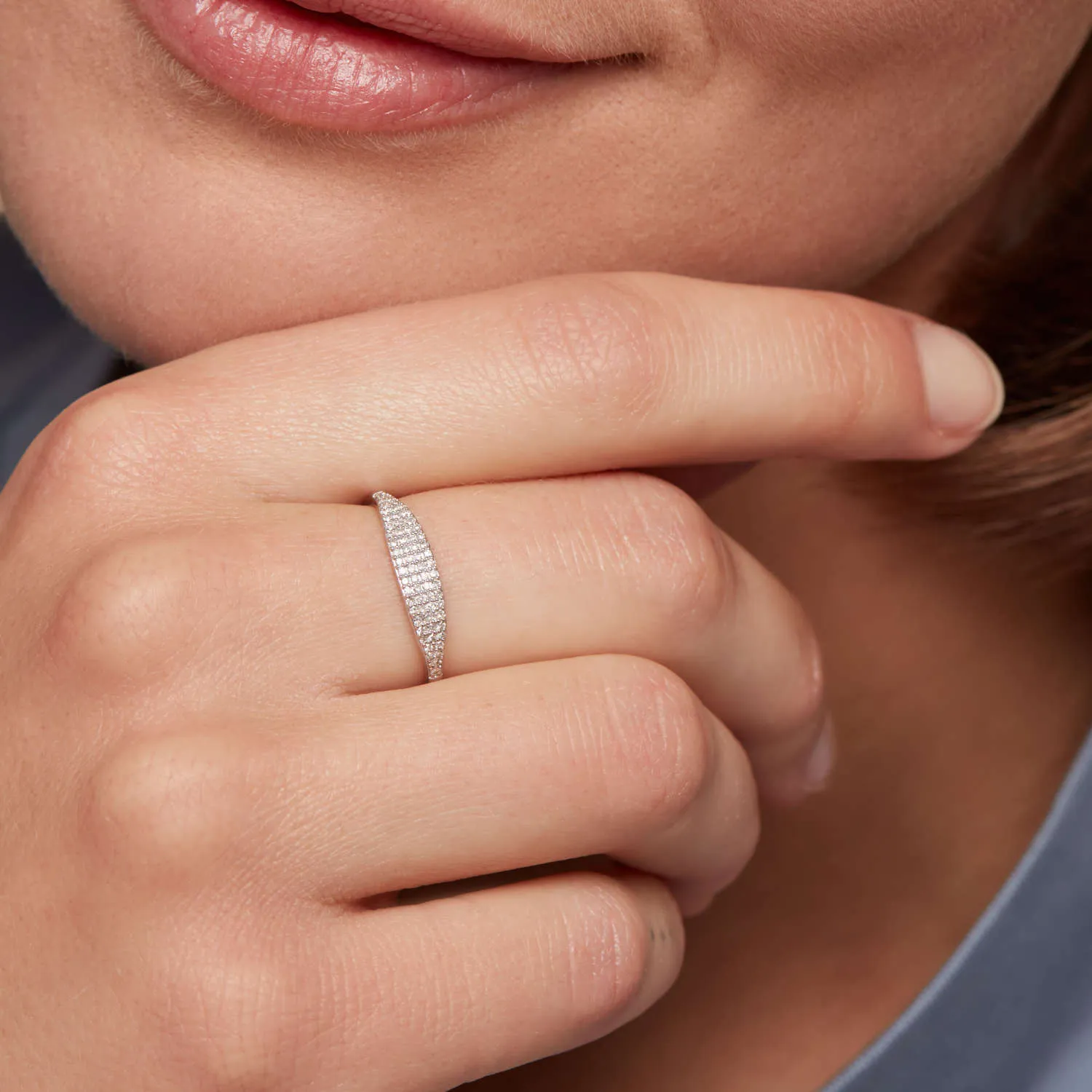 Solid Gold Slender Micro Sparkle Ring