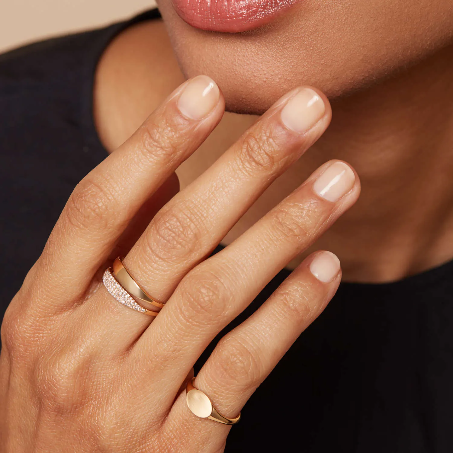Solid Gold Slender Micro Sparkle Ring