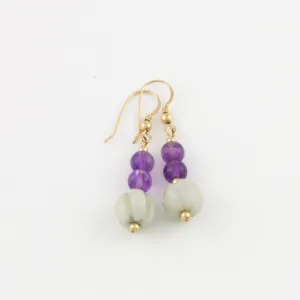 Squash Bead Earrings w/ Amethyst