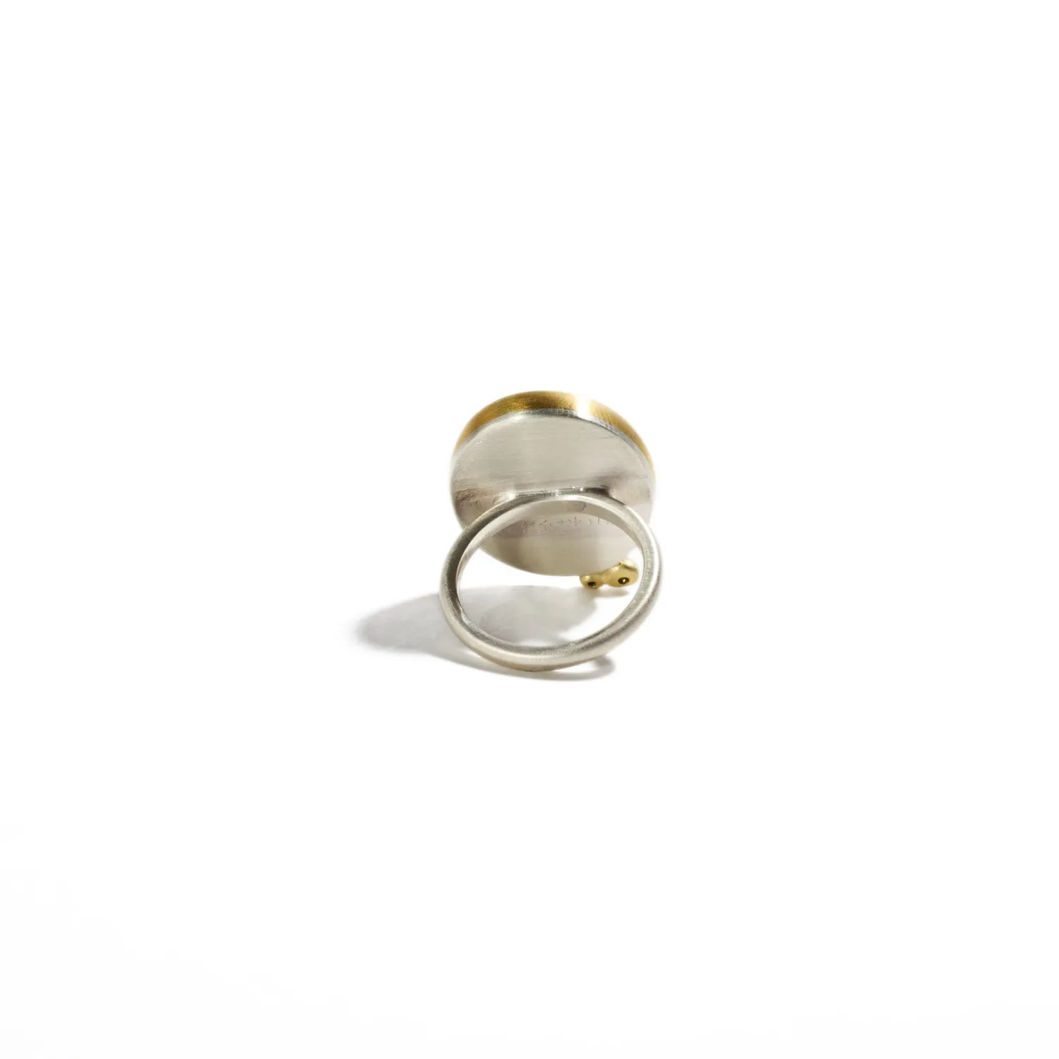 Sterling Silver and Gold Agate Diamond Ring