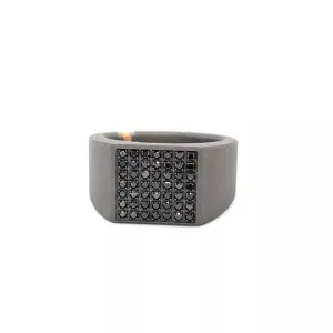 TITANIUM DIAMOND SIGNET RING