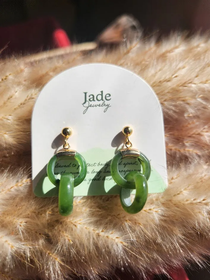 Vintage Jade Infinity Hoop Earrings