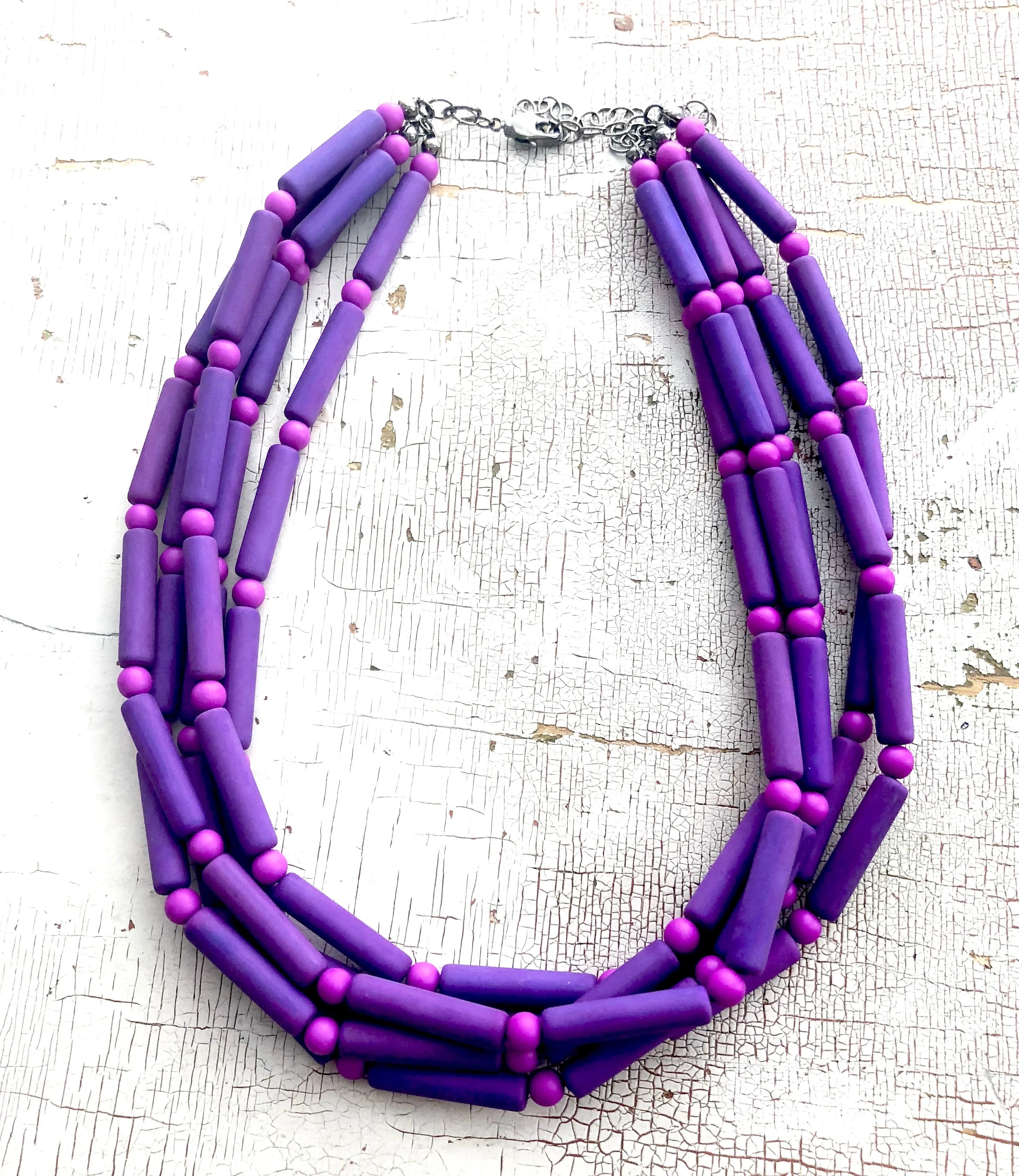 Violet Tube Matte Beaded Sylvie Necklace