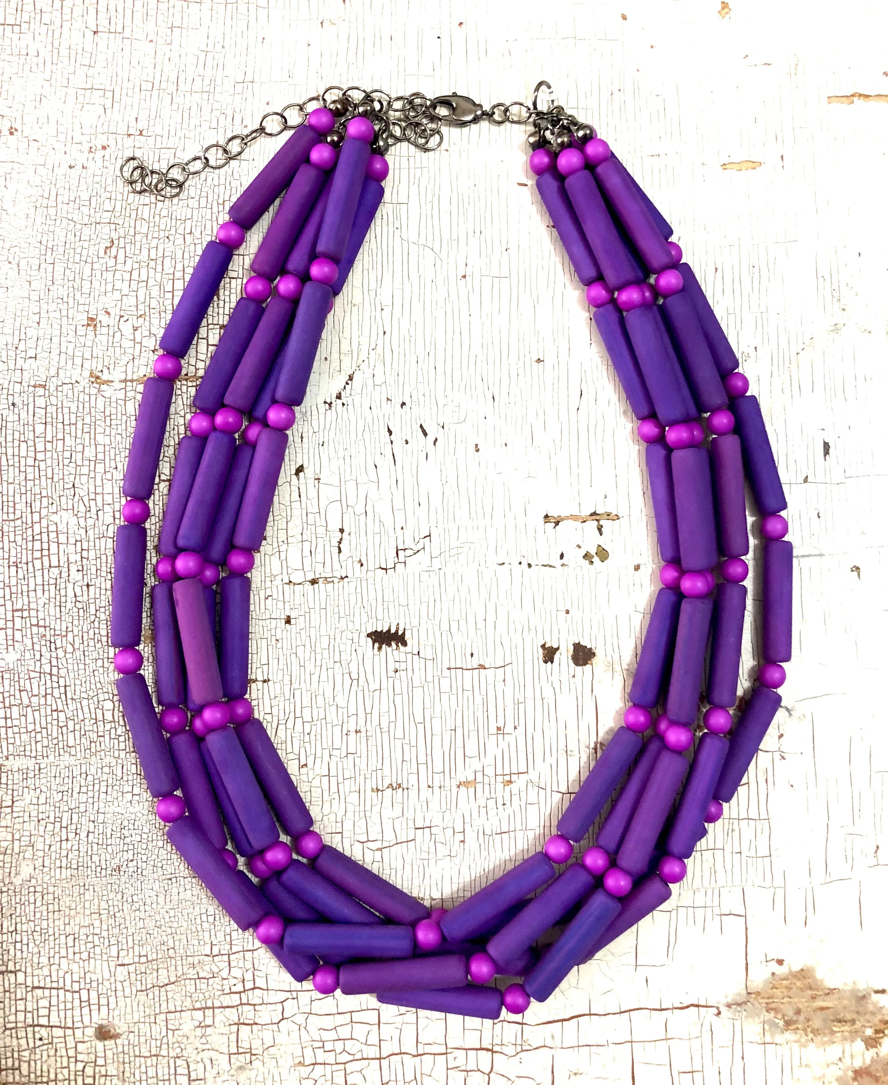 Violet Tube Matte Beaded Sylvie Necklace